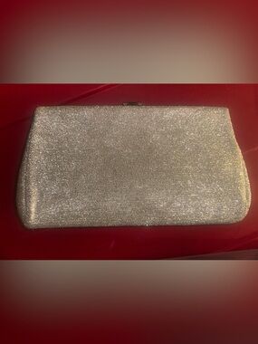 Vintage 1960s Elegant Silver Glitter Evening Clutch